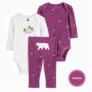 Carter's Baby Girls 3-pc. Bodysuit Set (Size - Newborn) NEW in sealed Bag NWT!
